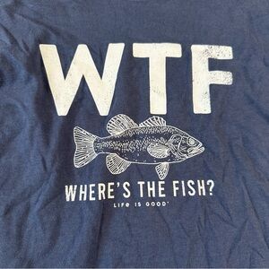 Life Is Good Mens Long Sleeve Crusher T-Shirt Mens XL Blue Fishing Outdoor Boat